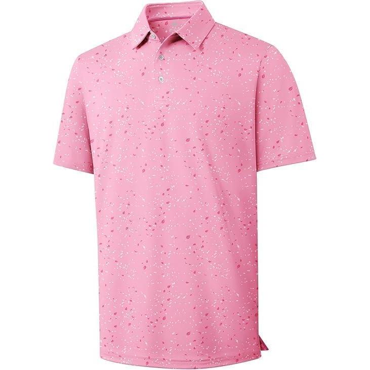 imageZITY Select Mens Golf Shirts Short Sleeve Print Performance Polo Moisture Wicking Casual Collared Golf Shirts for MenPink Splatter