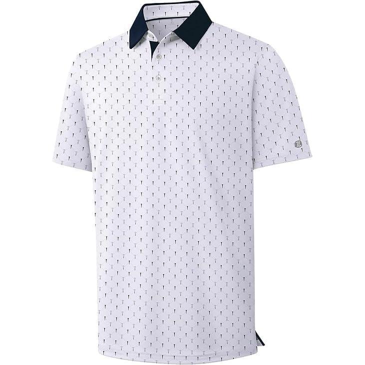 imageZITY Select Mens Golf Shirts Short Sleeve Print Performance Polo Moisture Wicking Casual Collared Golf Shirts for MenWhite Contrast Golf Spikes