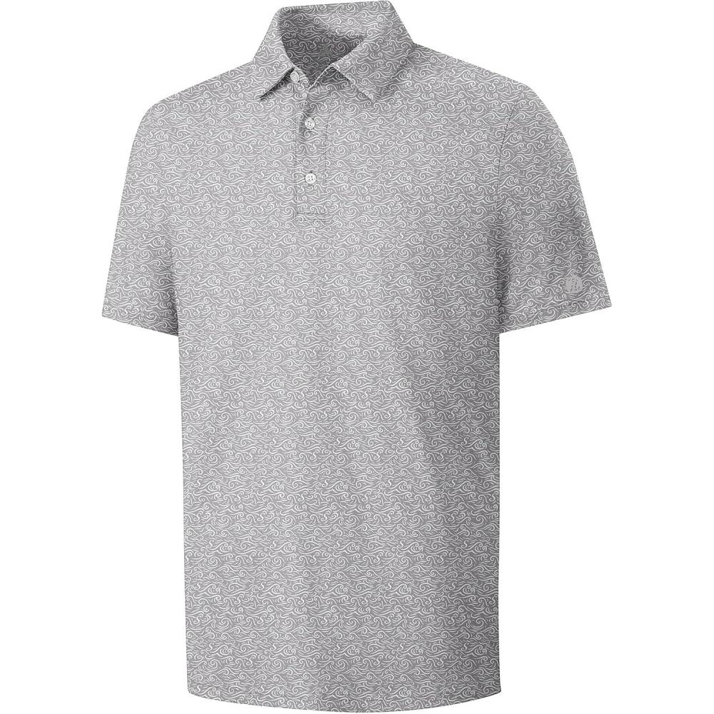 imageZITY Select Mens Golf Shirts Short Sleeve Print Performance Polo Moisture Wicking Casual Collared Golf Shirts for MenWhite Wave