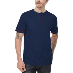 Men’s Henley Short Sleeve Shirts Button Shirt Casual Fashion Soft Lightweight Vintage Regular Fit Summer T-Shirt Tops(Navy)