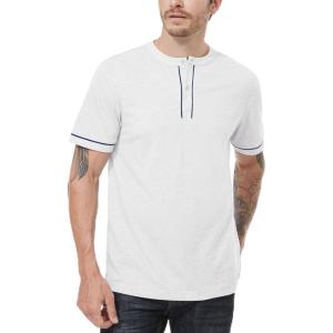 Men’s Henley Short Sleeve Shirts Button Shirt Casual Fashion Soft Lightweight Vintage Regular Fit Summer T-Shirt Tops(White)