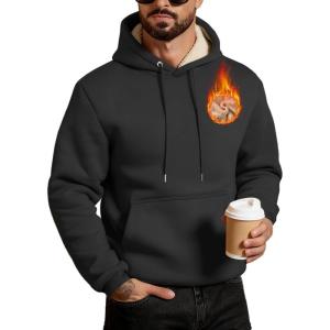 Men’s Sherpa Fleece Lined Hoodie Thick Pullover Hooded Winter Warm Casual Athletic Sweatshirt with Kangaroo Pocket(Black)