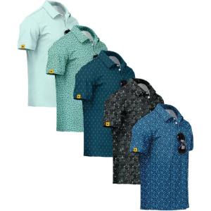 ZITY 5 Pack Mens Golf Shirt Short Sleeve UPF 50+ Moisture Wicking Performance Print Patterns Casual Golf Polo Shirts for Men(Lightgreen Palegreen Tealblue Darkgreen Legionblue)