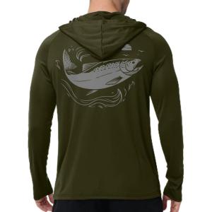 ZITY Fishing Shirts for Men UPF 50+ Sun Protection Hoodie Long Sleeve Rash Guard Lightweight UV Shirt Swimming Hiking(Army Green)
