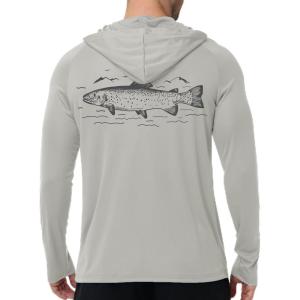 ZITY Fishing Shirts for Men UPF 50+ Sun Protection Hoodie Long Sleeve Rash Guard Lightweight UV Shirt Swimming Hiking(Light Grey)