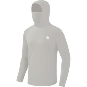 ZITY Fishing Shirts for Men with Mask UPF 50+ UV Sun Protection Rash Guard Long Sleeve Hoodie(Gray)