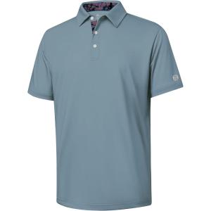 ZITY Golf Shirts for Men Short Sleeve Moisture Wicking Solid Performance Designed Print Collared Casual Polo Shirt(Blue Grey)