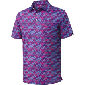 ZITY Golf Shirts for Men Short Sleeve Print Polo Shirt Moisture Wicking Regular Fit Casual Beach Polo(Blue Purple)