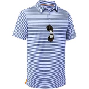 ZITY Men Golf Polo Shirts Short Sleeve Striped UPF 50+ Moisture Wicking Casual Collared Print T-Shirt for Men(Blue Striped)