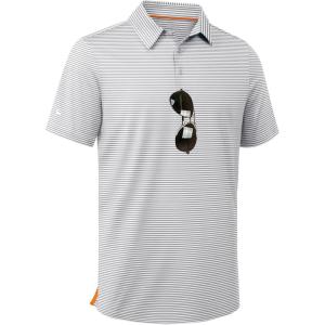 ZITY Men Golf Polo Shirts Short Sleeve Striped UPF 50+ Moisture Wicking Casual Collared Print T-Shirt for Men(Gray White Striped)