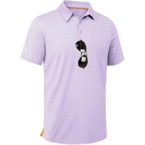 ZITY Men Golf Polo Shirts Short Sleeve Striped UPF 50+ Moisture Wicking Casual Collared Print T-Shirt for Men(Purple Striped)