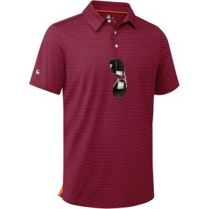 ZITY Men Golf Polo Shirts Short Sleeve Striped UPF 50+ Moisture Wicking Casual Collared Print T-Shirt for Men(Red Striped)