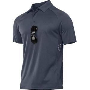ZITY Mens Athletic Polo Shirts Performance Short Sleeve T-Shirts Golf Sports Hiking Polos(Dark Grey)