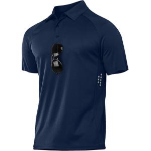 ZITY Mens Athletic Polo Shirts Performance Short Sleeve T-Shirts Golf Sports Hiking Polos(Navy)