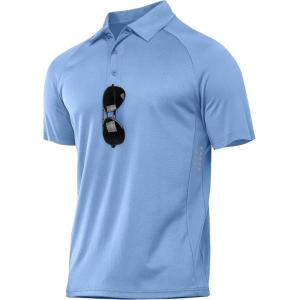 ZITY Mens Athletic Polo Shirts Performance Short Sleeve T-Shirts Golf Sports Hiking Polos(Sky Blue)