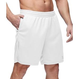 ZITY Men’s Athletic Running Shorts 7” Inseam Quick Dry Mesh Workout Gym Shorts with Zipper Pockets for Basketball Tennis(White)