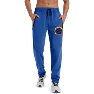 ZITY Mens Fleece Joggers Warm Winter Sweatpants with Zipper Pockets Workout Running Athletic Pants(Blue)