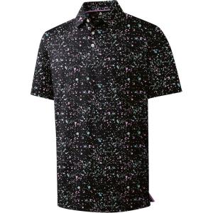 ZITY Men’s Golf Polo Shirt Short Sleeve Performance Moisture Wicking Collared Print Shirt for Golf and Casual Wear(Black Splattered Paint)