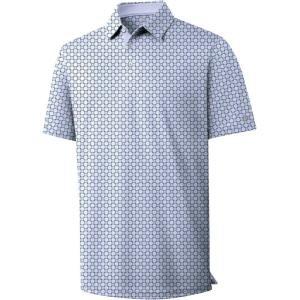 ZITY Men’s Golf Polo Shirt Short Sleeve Performance Moisture Wicking Collared Print Shirt for Golf and Casual Wear(Blue Grey Geometry)