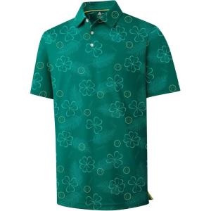 ZITY Men’s Golf Polo Shirt Short Sleeve Performance Moisture Wicking Collared Print Shirt for Golf and Casual Wear(Clover Golf)