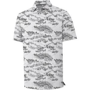 ZITY Men’s Golf Polo Shirt Short Sleeve Performance Moisture Wicking Collared Print Shirt for Golf and Casual Wear(Grey White Stripe)
