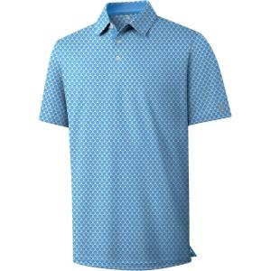 ZITY Men’s Golf Polo Shirt Short Sleeve Performance Moisture Wicking Collared Print Shirt for Golf and Casual Wear(Moon Blue Golf)