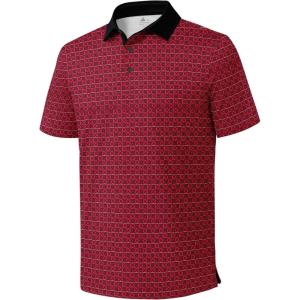 ZITY Men’s Golf Polo Shirt Short Sleeve Performance Moisture Wicking Collared Print Shirt for Golf and Casual Wear(Z-red)