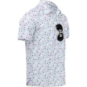 ZITY Mens Golf Polo Shirts Short Sleeve UPF 50+ Performance Moisture Wicking Print Pattern Casual Collared Golf Shirt for Men(Light Purple)