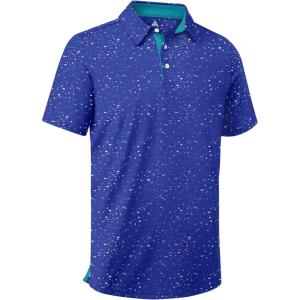 ZITY Mens Golf Shirt Short Sleeve Moisture Wicking Performance Daily Casual Print Patterns Collared Golf Polo Shirts for Men(Cobalt)