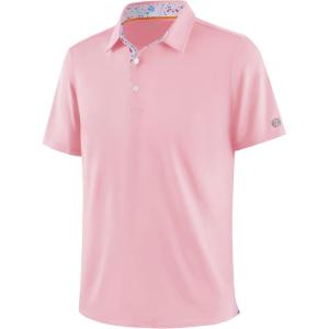 ZITY Mens Golf Shirt Short Sleeve Moisture Wicking Polo Shirts for Men Performance Casual Stretchy Collared Polo Shirt(Pink)