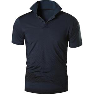 ZITY Mens Golf Shirt Short Sleeve Performance Athletic Sport Moisture Wicking Tennis Print Tee Collared Polo Shirts for Men(Dot Black)