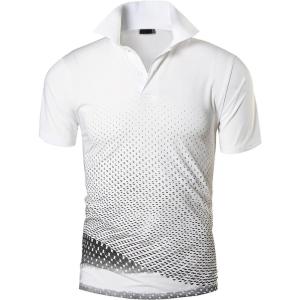 ZITY Mens Golf Shirt Short Sleeve Performance Athletic Sport Moisture Wicking Tennis Print Tee Collared Polo Shirts for Men(Dot White)