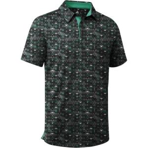ZITY Men’s Golf Shirts Short Sleeve Moisture Wicking Performance Print Patterns Casual Collared Golf Polo Shirt for Men(Blackish Green)