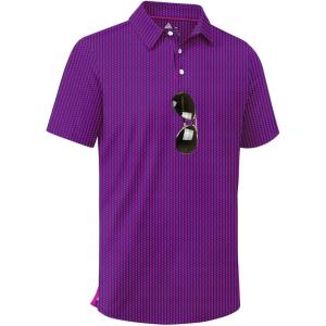 ZITY Men’s Golf Shirts Short Sleeve Moisture Wicking Performance Print Patterns Casual Collared Golf Polo Shirt for Men(Purple Red)