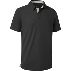 ZITY Mens Golf Shirts Short Sleeve Polo Performance Moisture Wicking Dry Fit Collared Shirts for Casual Bussiness(Grey)