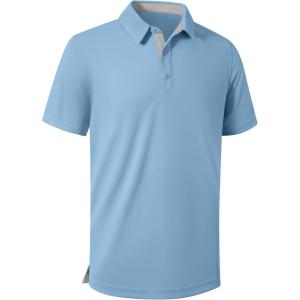 ZITY Mens Golf Shirts Short Sleeve Polo Performance Moisture Wicking Dry Fit Collared Shirts for Casual Bussiness(Moon Blue)