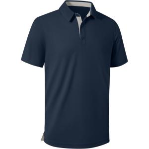 ZITY Mens Golf Shirts Short Sleeve Polo Performance Moisture Wicking Dry Fit Collared Shirts for Casual Bussiness(Navy Blue)