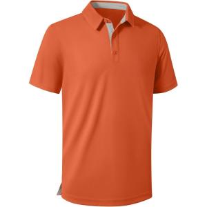 ZITY Mens Golf Shirts Short Sleeve Polo Performance Moisture Wicking Dry Fit Collared Shirts for Casual Bussiness(Orange)
