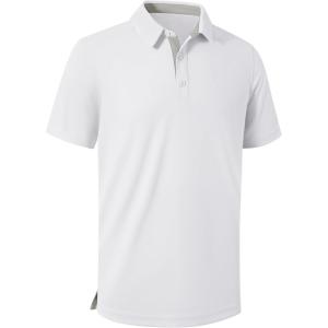 ZITY Mens Golf Shirts Short Sleeve Polo Performance Moisture Wicking Dry Fit Collared Shirts for Casual Bussiness(White)