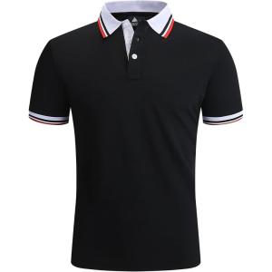 ZITY Mens Polo Shirts Casual Classic Short Sleeve Contrast Collar Polo T Shirts Moisture Wicking Golf Shirt(Black)