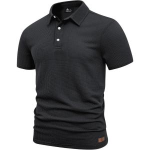 ZITY Mens Polo Shirts Short Sleeve Athletic Golf Polos Moisture Wicking Casual Polo Shirts for Men Jacquard Collared T Shirts(Deep Grey)