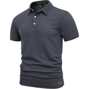 ZITY Mens Polo Shirts Short Sleeve Athletic Golf Polos Moisture Wicking Casual Polo Shirts for Men Jacquard Collared T Shirts(Grey)