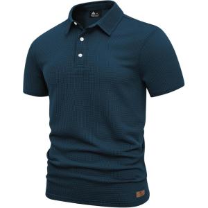 ZITY Mens Polo Shirts Short Sleeve Athletic Golf Polos Moisture Wicking Casual Polo Shirts for Men Jacquard Collared T Shirts(Teal)