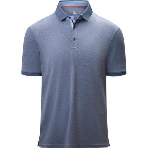 ZITY Mens Polo Shirts Short Sleeve Moisture Wicking Performance Golf Shirt Casual Collared Button Polo T-Shirt(Blue Grey)