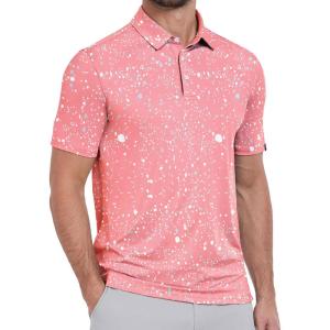 ZITY Mens Print Polo Shirts Short Sleeve Moisture Wicking Shirts for Men Golf Tennis Daily Casual Collared T-Shirt(B Splashed Paint)