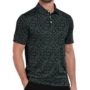 ZITY Mens Print Polo Shirts Short Sleeve Moisture Wicking Shirts for Men Golf Tennis Daily Casual Collared T-Shirt(Black Flower)