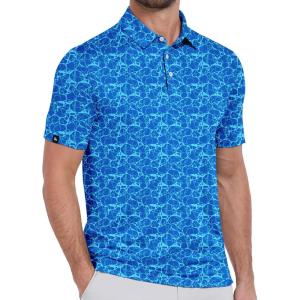 ZITY Mens Print Polo Shirts Short Sleeve Moisture Wicking Shirts for Men Golf Tennis Daily Casual Collared T-Shirt(Blue Ripple)