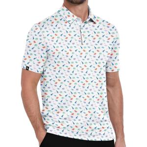 ZITY Mens Print Polo Shirts Short Sleeve Moisture Wicking Shirts for Men Golf Tennis Daily Casual Collared T-Shirt(Colorful Dinosaurs)