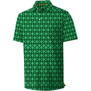 ZITY Mens Print Polo Shirts Short Sleeve Moisture Wicking Shirts for Men Golf Tennis Daily Casual Collared T-Shirt(Diamond-shaped)