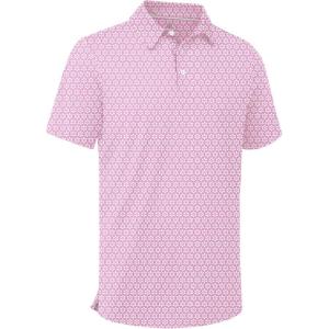 ZITY Mens Print Polo Shirts Short Sleeve Moisture Wicking Shirts for Men Golf Tennis Daily Casual Collared T-Shirt(Pink Flower)